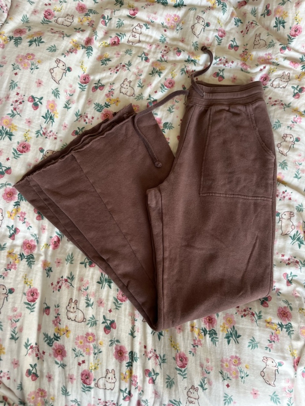 Brown Aerie flared wide leg lounge pants